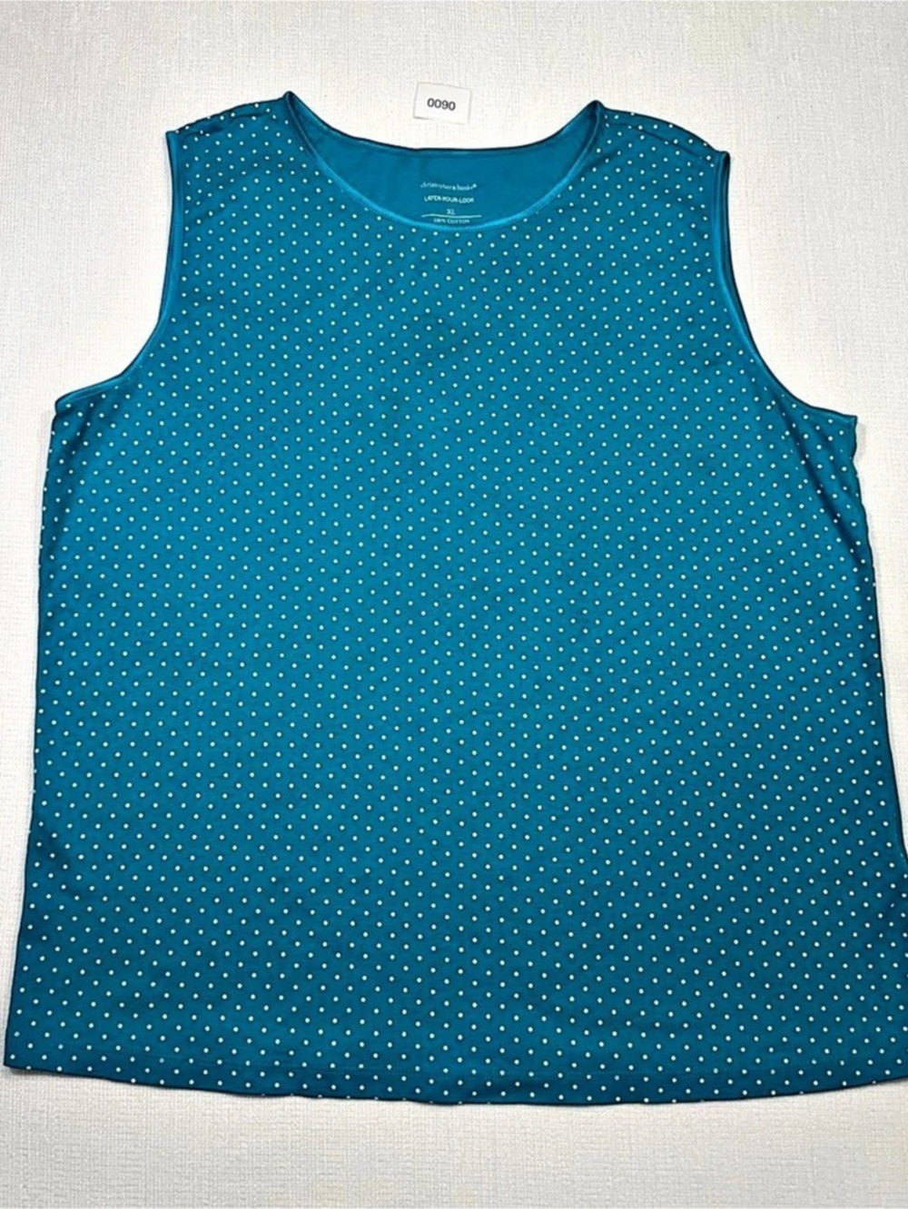 Christopher & Banks Layer-Your-Look Tank Top Polka Dot Blue & White XL